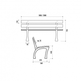 Banc urbain lugo en bois