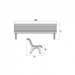 Banc urbain Plaza, 200cm, 19 lames en bois exotique traité avec protecteur fongicide