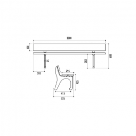 Banc urbain Bilbao, 200cm, Lames en bois exotique avec traitement fongicide