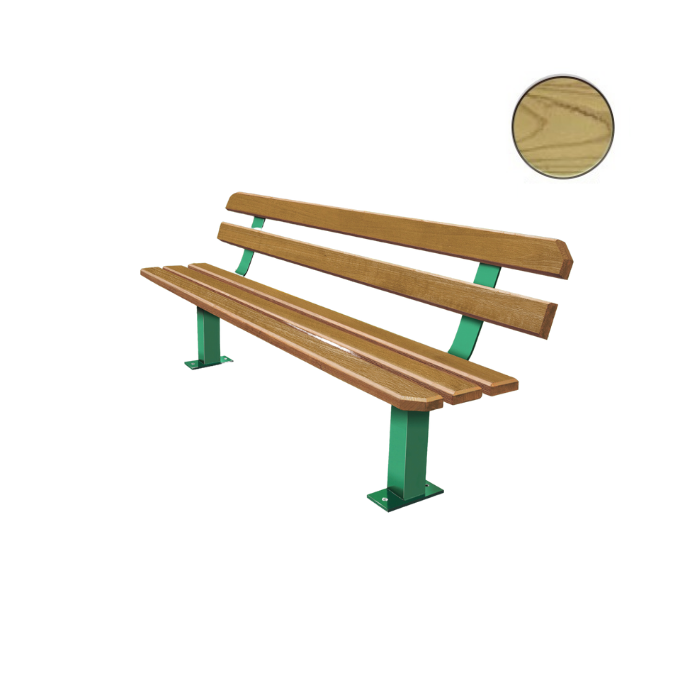 Banc urbain los Angeles, 195cm, 5 lames en bois traité pin du nord verni coloris châtaignier, milieu urbain ou rural Banc urbain los Angeles, 195cm, 5 lames en bois traité pin du nord verni coloris châtaignier, milieu urbain ou rural