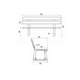 Banc urbain chicago, 190cm, 6 lames en bois traité pin du nord verni coloris châtaignier, bois exotique verni