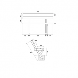 Banc Urbain offenbourg, 199cm, piètement en pin du Nord traité autoclave classe IV (sans Cuivre, Chrome niArsenic)