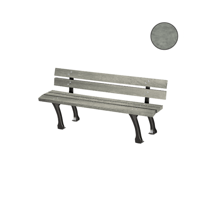 Banc urbain Glasgow, 180cm,5 lames en plastique recyclé teinté dans la masse, milieu urbain ou rural Banc urbain Glasgow, 180cm,5 lames en plastique recyclé teinté dans la masse, milieu urbain ou rural