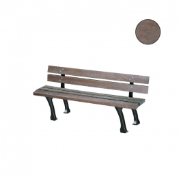 Banc urbain Glasgow, 180cm,5 lames en plastique recyclé teinté dans la masse, milieu urbain ou rural