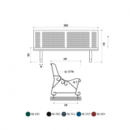 BANC URBAIN SANTIAGO 2 PIEDS