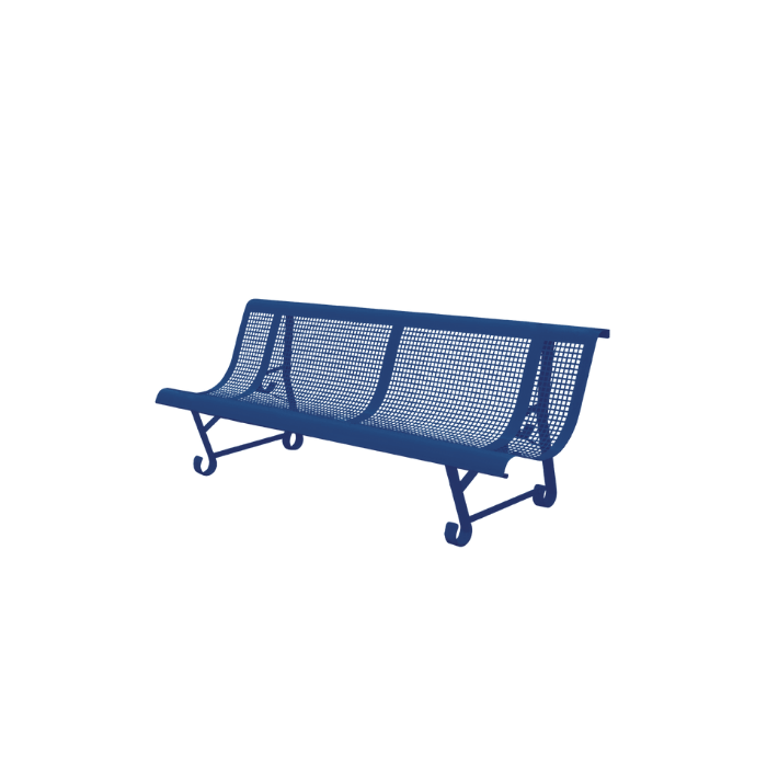 Banc Urbain Mexico 2 pieds, 200cm, en métal, couleur bleu gentiane, milieu urbain ou rural Banc Urbain Mexico 2 pieds, 200cm, en métal, couleur bleu gentiane, milieu urbain ou rural