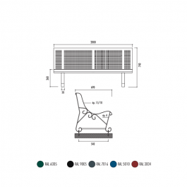 BANC URBAIN MEXICO 2 PIEDS