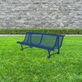 Banc Urbain Mexico 2 pieds, 200cm, en métal, couleur bleu gentiane, milieu urbain ou rural