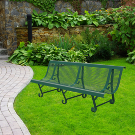 Banc Urbain Mexico 3 pieds, 200cm, en Métal, couleurs vert mousse