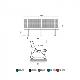 BANC URBAIN MEXICO 3 PIEDS