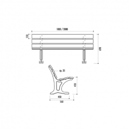 BANC BOIS EXOTIQUE BARCELONE 180 CM - 200 CM