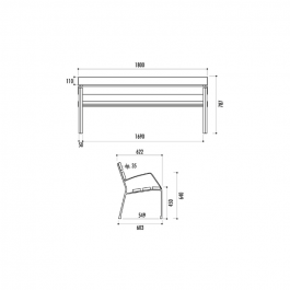 BANC MODO-08 6 LAMES 180 CM BOIS EXOTIQUE