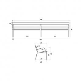 BANC MODO-08 300 CM BOIS EXOTIQUE