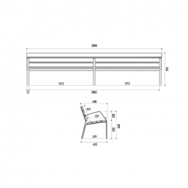 BANC MODO-10 300 CM ALUMINIUM