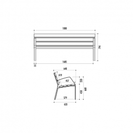 BANC MODO-10 7 LAMES 180 CM EN ALU