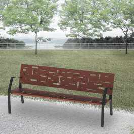 Banc Abstract, 180cm, Assise et dossier en tôle d’acier,  milieu urbain ou rural