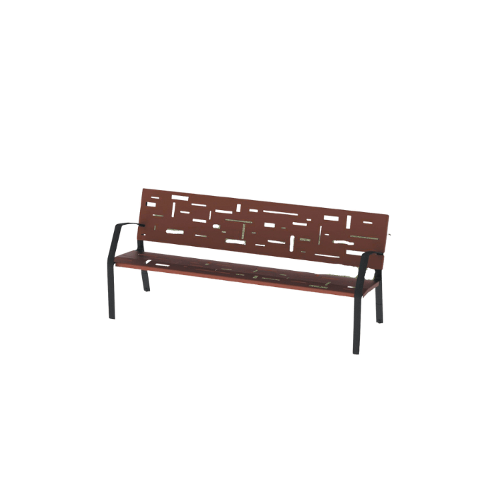 Banc Abstract, 180cm, Assise et dossier en tôle d’acier,  milieu urbain ou rural