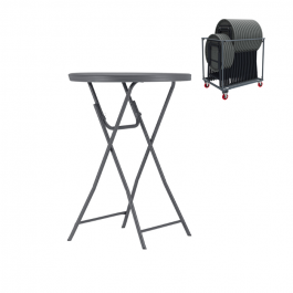 mange debout pliant, 80 cm gris foncé, plastique, résistante, solide, polyéthylène HDPE pur, recyclable, table 4 personnes