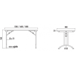 Table Alsace mélaminé 120x80cm