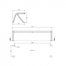 Banquette urbaine lame métal  - gamme Horizon -175 cm