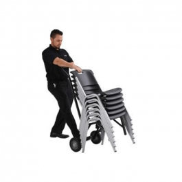 Chariot pour chaises empilables, Structure en acier 37.5cm en profondeur par 43cm en largeur, résistante, solide, recyclable,