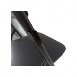 Chaise pliante Prestige simili cuir noir - piètement noir M1, gris, plastique, solide, polyéthylène HDPE pur, recyclable