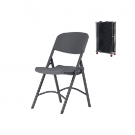 Chaises pliantes Norman ZOWN-Maxchief, gris anthracite plastique, solide, résistante polyéthylène HDPE pur, recyclable