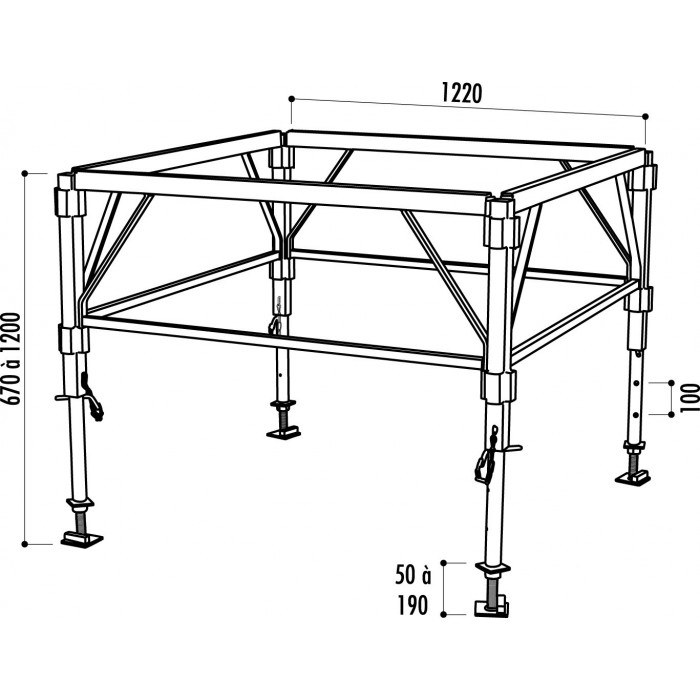 Podium modulable 976 x 610 cm multiplis, surface 59,53m2