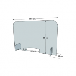 Protection plexiglas angles arrondis avec passe document