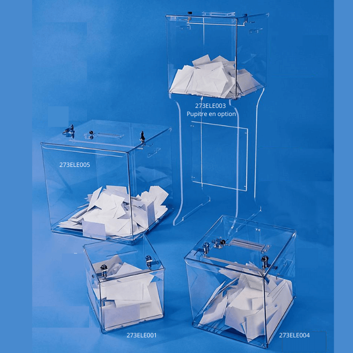 Urne De Vote Transparente Avec Serrure - Capacité 300 Bulletins - Plexiglas 30/10 - Dimensions 25x25x25 Cm - Fabriqué En France - 13