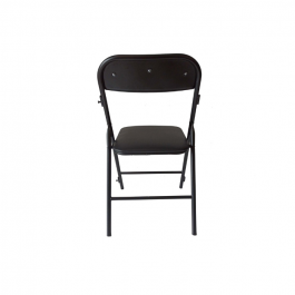 Chaises pliantes Prestige simili cuir noir - piètement noir M1, plastique, solide, polyéthylène HDPE pur, recyclable