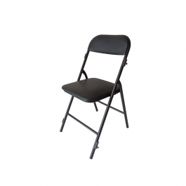 Chaises pliantes Prestige simili cuir noir - piètement noir M1, plastique, solide, polyéthylène HDPE pur, recyclable