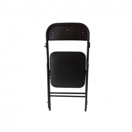 Chaises pliantes Prestige simili cuir noir - piètement noir M1, plastique, solide, polyéthylène HDPE pur, recyclable