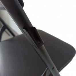 Chaises pliantes Prestige simili cuir noir - piètement noir M1, plastique, solide, polyéthylène HDPE pur, recyclable
