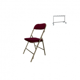 Chaises pliantes Prestige vieil or/grenat en velours M1+chariot, plastique, solide, polyéthylène HDPE pur, recyclable