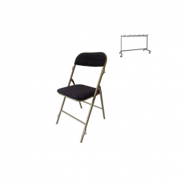 Chaises pliantes Prestige vieil or/noir en velours M1+chariot, plastique, résistante, solide, polyéthylène HDPE pur, recyclable