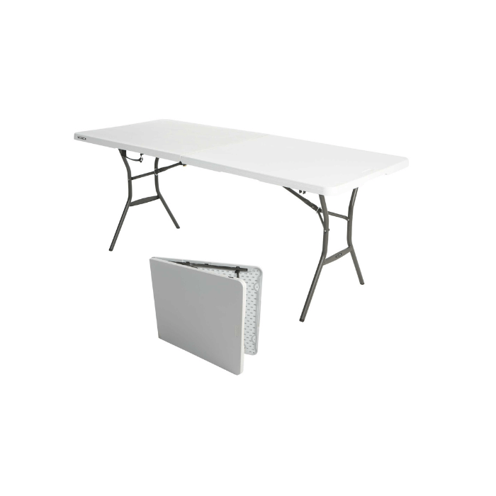 Table valise polyéthylène blanche 183x76cm - Lifetime Table valise polyéthylène blanche 183x76cm - Lifetime