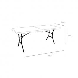 Table valise polyéthylène blanche 183x76cm - Lifetime