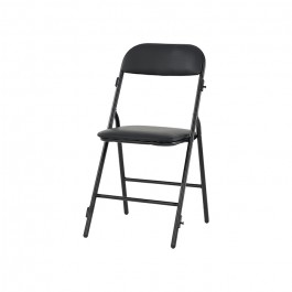 Chaises pliantes Prestige simili cuir noir - piètement noir M1, plastique, solide, polyéthylène HDPE pur, recyclable