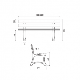 BANC MADRID 180 CM - 200 CM EXOTIQUE