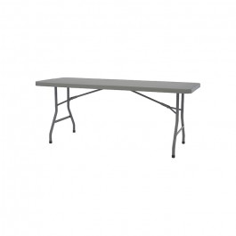 Table pliante grise, plastique, résistante, solide, résistante, table 6 personnes, polyéthylène HDPE pur, recyclable