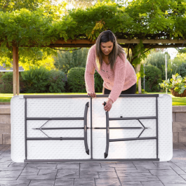 Lot de 20 tables pliantes polyéthylène blanche nesting 183x76cm - Lifetime, restaurant, jardin