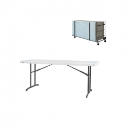 Tables pliantes, blanche nesting 183x76cm , plastique, résistante, solide, polyéthylène HDPE pur, recyclable, table 6 personnes