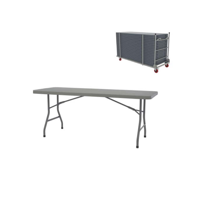 Lot de 20 tables pliantes polyéthylène 183x76cm + chariot de transport - ZOWN-Maxchief