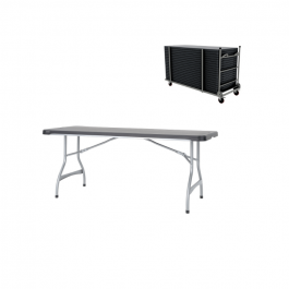 Tables pliantes, noir nesting 183x76cm, plastique, résistante, solide, polyéthylène HDPE pur, recyclable, table 6 personnes