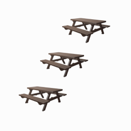 Lot de 3 Tables pique-nique Isola - plateau monobloc- 200 cm - PMR - HANIT
