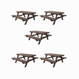 Lot de 5 Tables pique-nique Isola - plateau monobloc- 200 cm - PMR - HANIT
