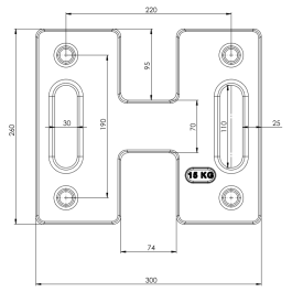 Poids de lestage forme H 15 kg, fabrication française , résistante, solide , Dim 300 x 265 x 40 mm,