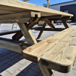 Table pique-nique en bois à poser 230x90cm PMR résistante, solide , éco-responsable Poids : 138 kg