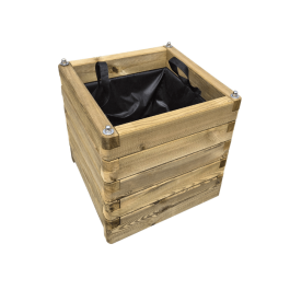 Jardinière Oléa en pin traité autoclave - 50x50x50cm, poids: 23 kg, résistante, solide et recyclable, Eco-responsable.